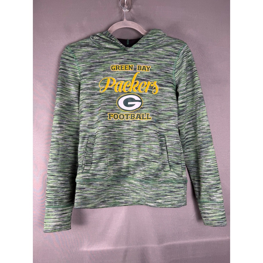 NFL Team Apparel Hoodie Girls Size L 10/12 Green Bay Packers Space Dye Pullover